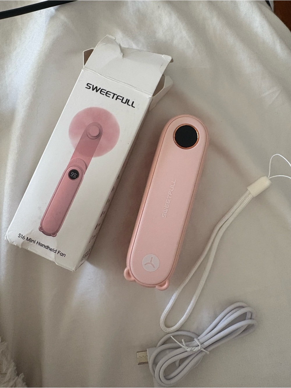 Sweetfull Pink USB Rechargeable Mini Handheld Fan